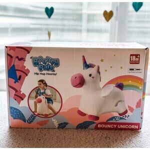 New Bouncy Pals Unicorn Hopper - Plush Inflatable Ride-On Toy with Pump